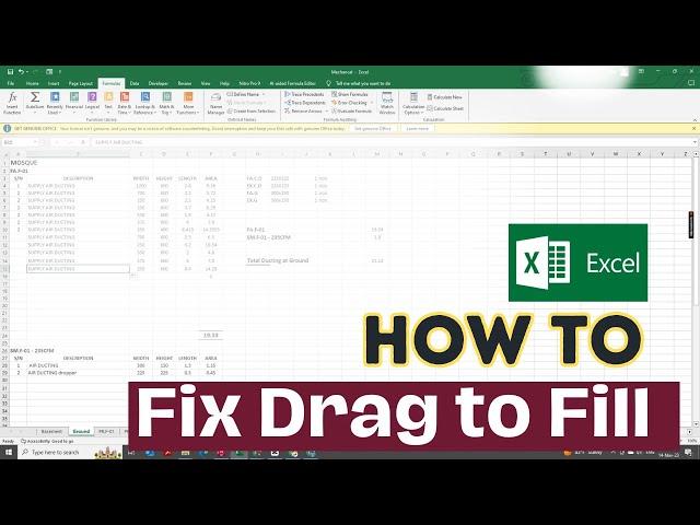 How to Fix Drag to Fill Not Working in MS Excel - Enable Fill Handle | #Excel tips