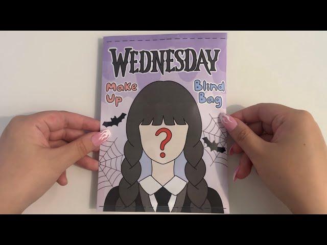 [Paper diy] Wednesday 웬즈데이 makeup & outfit blind bag 메이크업 블라인드백 ️ | paper doll blind bag 🩵