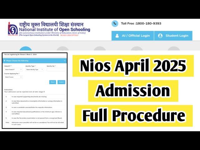 Nios April 2025 Admission Full Procedure | Task Is Helping (NIOS) #nios #admission #april #exam