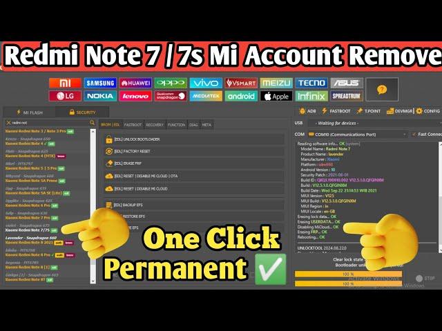 Redmi note 7/7s mi account remove unlock tool One click