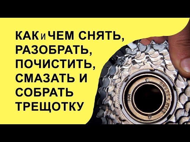 How to completely disassemble, clean, lube and assemble freewheel of bicycle (with subtitles)