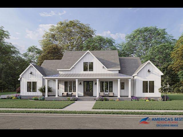 MODERN FARMHOUSE PLAN 4534-00039 WITH INTERIOR