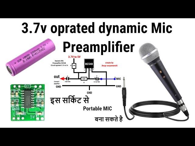 Mic preamplifier circuit diagram | mic preamp 3.7v operated