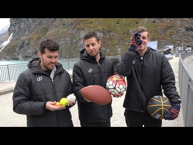 Sports Balls Vs. Magnus Effect from 200m Dam! | How Ridiculous