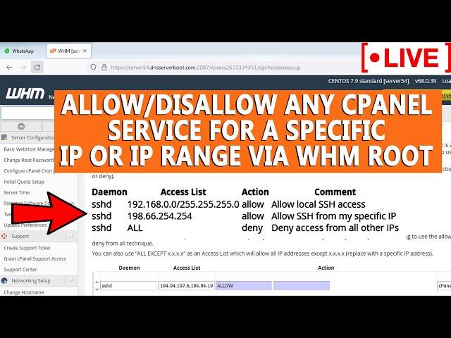 [LIVE] Disallow cPanel login page from a specific IP or IP range via WHM root?