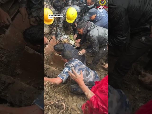 Police rescue 2-year-old boy buried in landslide #news #rescue #nepal #landslide