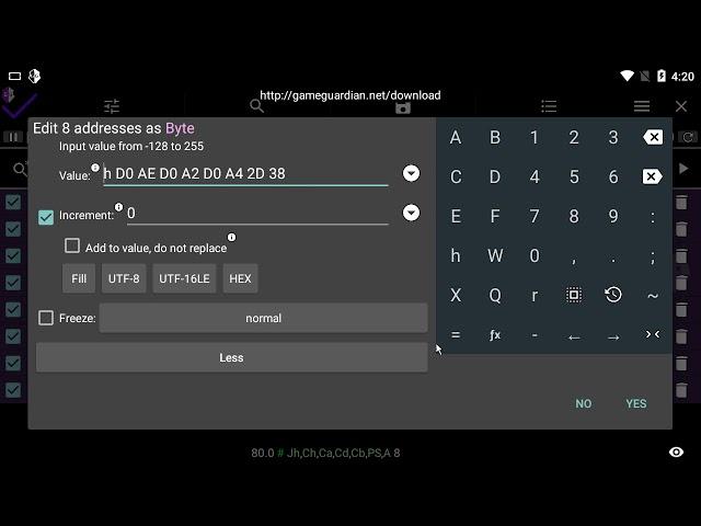 80.0: HEX fill for editing bytes - GameGuardian