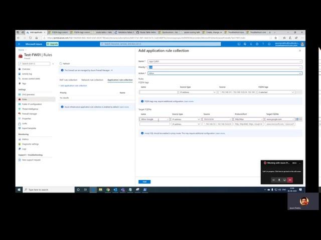 Azure Firewall Tutorial : Azure Firewall   Creating Application Rule Collection Part 6