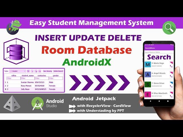 Insert Update Delete in Android Room Database | Easy Student Management System in AndroidX Part 3