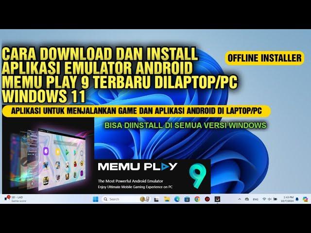 Cara download dan install emulator android memu player 9 Terbaru Offline Installer