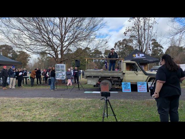 Wade speaking today at Mansfield "No Great Forest National Park" Rally