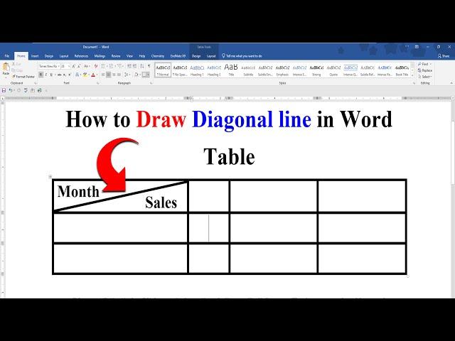 How to Draw Diagonal line in Word Table