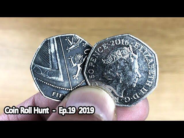 VERY HAPPY WITH THIS RARE 2016 FIND!! || £100 50p COIN ROLL HUNT || Ep.19 - 2019