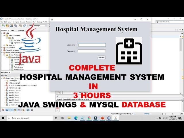 Complete Hospital Management System using JSWING & MYSQL DBMS in 3 hours! | TUITIONS TONIGHT.