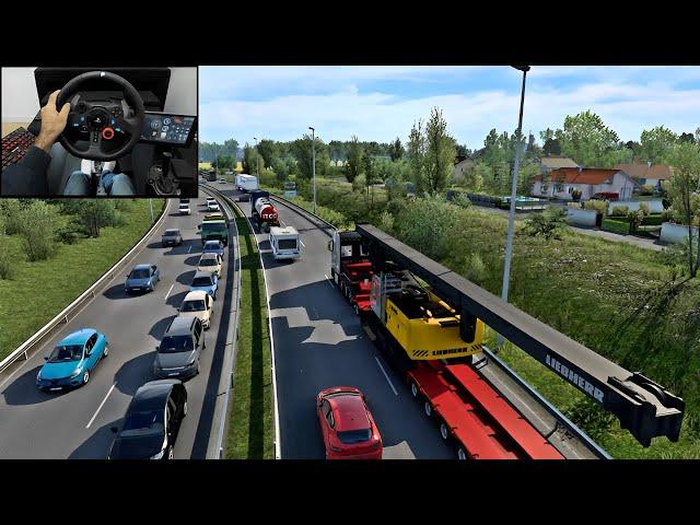 Transporting a drilling machine | Euro Truck Simulator 2 | Logitech G29 Gameplay