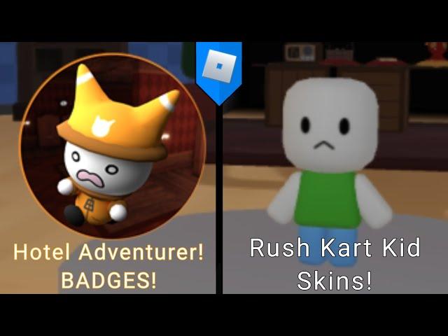 HOW TO GET "Hotel Adventurer!" BADGESA and Rush Kart Kid Skins! Tower Heroes (ROBLOX)
