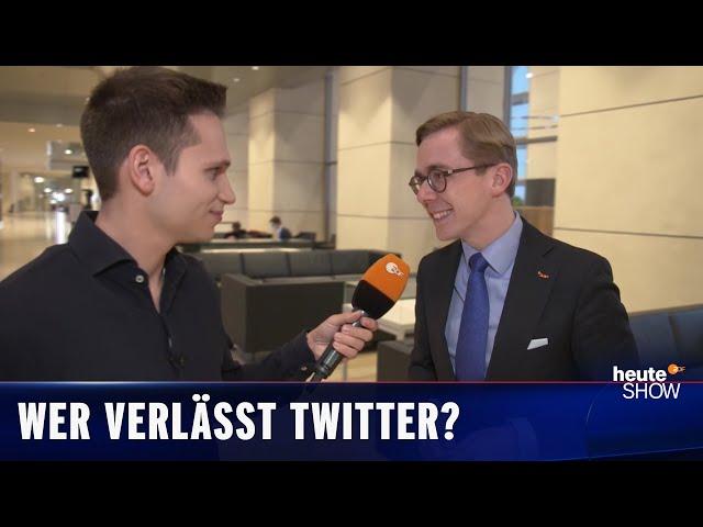 Findet Fabian Köster Abgeordnete, die ihren Twitteraccount löschen? | heute-show vom 11.11.2022