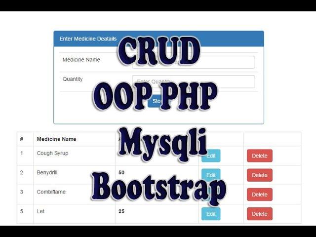 CRUD 1 : Create Read Update Delete using OOP PHP Mysqli and Bootstrap