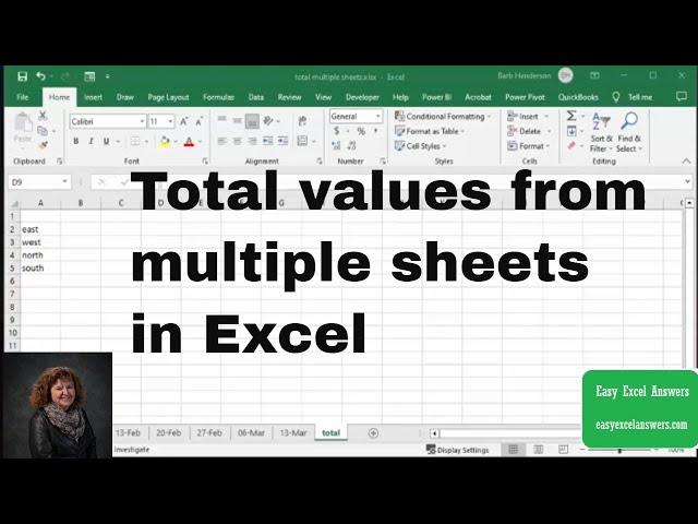 Total values from multiple sheets in Excel