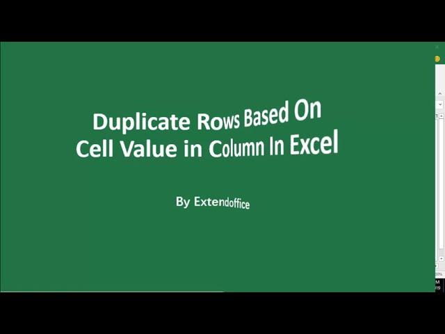 Duplicate rows based on cell value in column in Excel