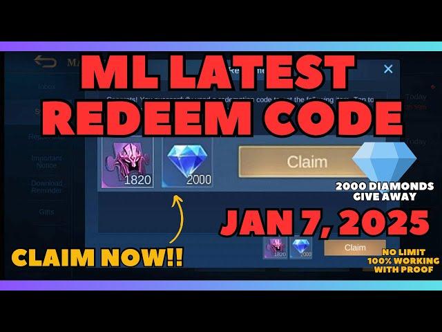 Mobile Legends Redeem Code January 7 2025 2000 Diamonds Give Away