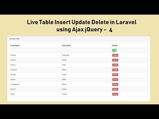 Live Table Insert Update Delete in Laravel using Ajax jQuery - 4