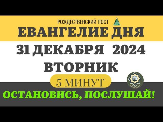 31 ДЕКАБРЯ ВТОРНИК #ЕВАНГЕЛИЕ ДНЯ 5 МИНУТ АПОСТОЛ МОЛИТВЫ 2024 #мирправославия