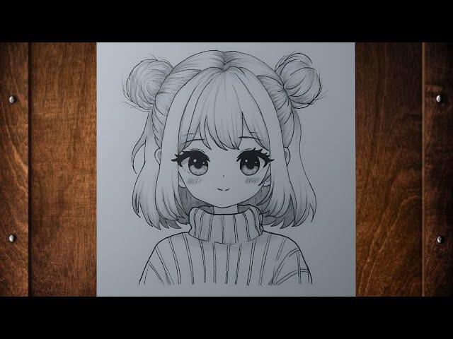 how to draw cute anime girl || easy drawing ideas for beginners