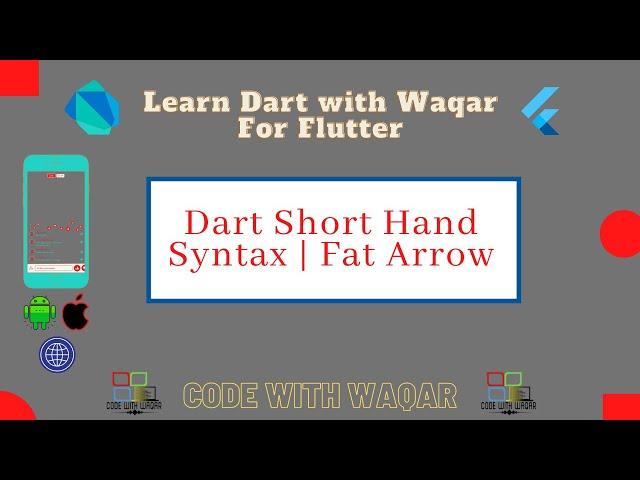 18. Learn Dart with Waqar: Dart Short Hand Syntax | Fat Arrow