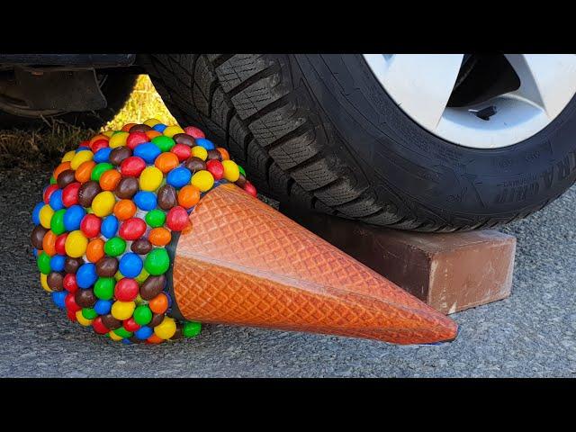 Experiment Car vs M&M ICECREAM vs Watermelon vs Jelly | Crushing Crunchy & Soft Things by Car