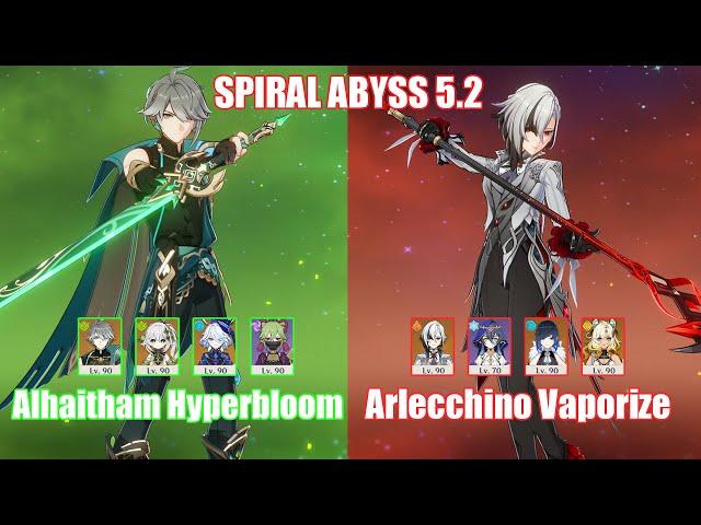 C0 Alhaitham Hyperbloom & C0 Arlecchino Vaporize | Spiral Abyss 5.2 | Genshin Impact