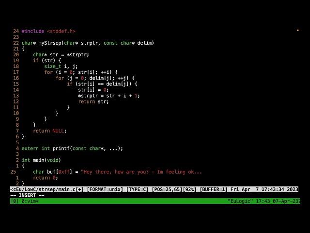 ASMR Programming - Writing my own strsep in C - No Talking