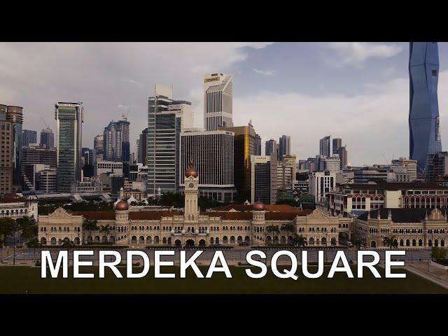 Dataran Merdeka (Merdeka Square), Kuala Lumpur | River of Life | Drone view (4K)