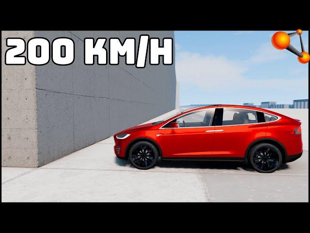 TESLA MODEL X vs WALL! 200 Km/H CRASH TEST! - BeamNg Drive