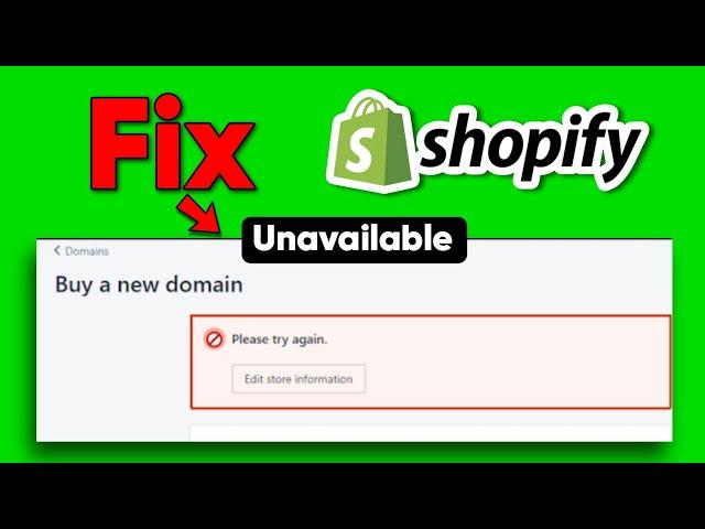 How to fix Shopify Can't Buy Domain | Domain Not Working