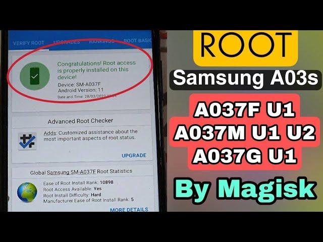 How To ROOT Samsung A03s A037F A037G A037M U1 U2 Android 11 By Magisk Manager