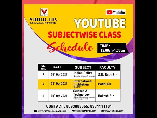 LIVE | PREAMBLE AND PARTS & SCHEDULE | INDIAN POLITY | UPSC | OPSC | VANIK IAS