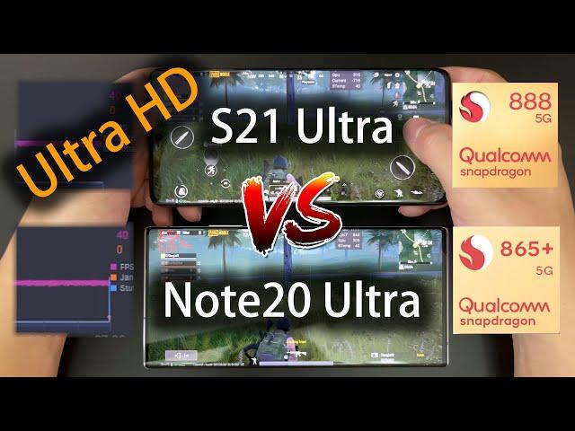 888 vs 865+ S21 Ultra Note20 Ultra PUBG Ultra HD Gaming FPS Test