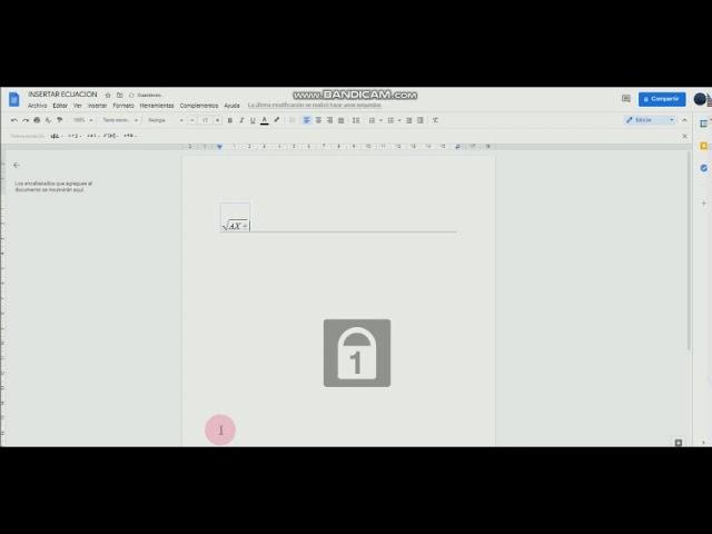 INSERTAR ECUACIONES EN GOOGLE DOCS