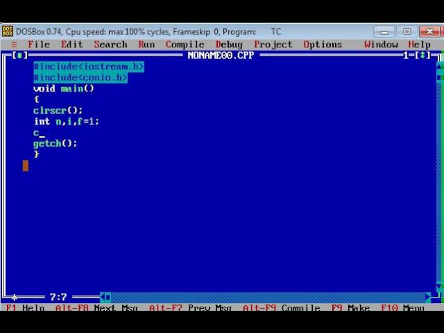 C++ Program to Print Factorial of number using while loop