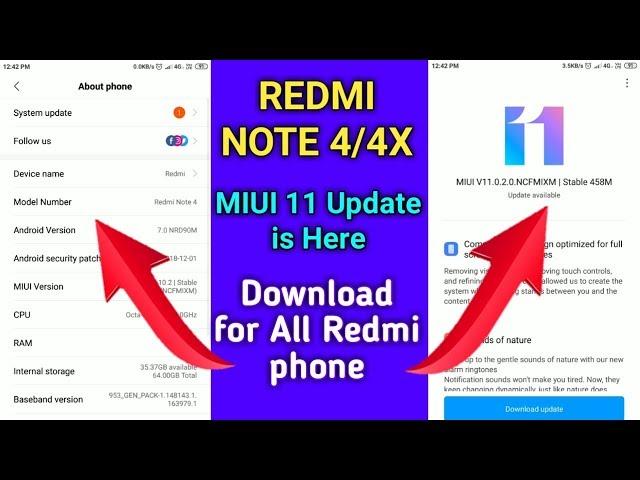 MIUI 11 update for Redmi note 4/4x//Redmi note 4 miui 11 stable update