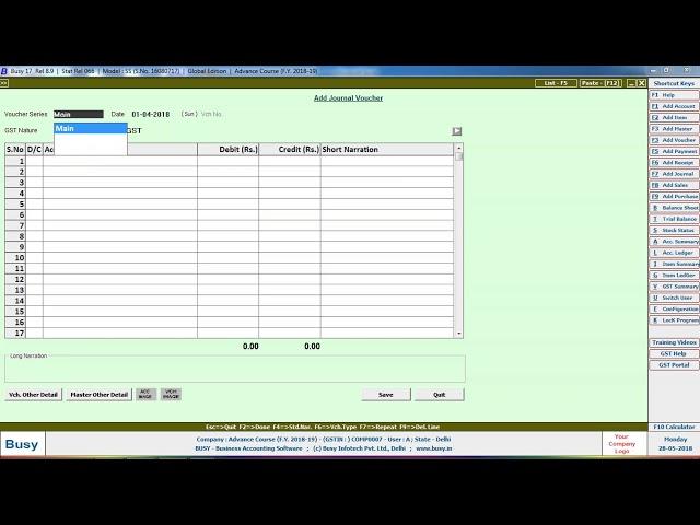 All Journal Entry In Busy Accounting Software Part-1