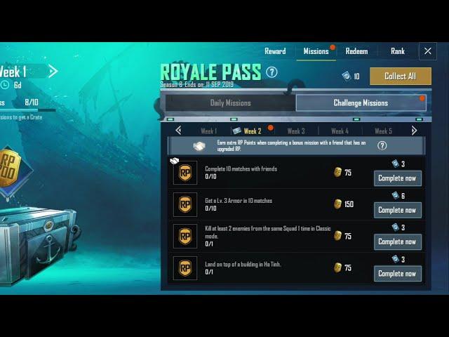 Season 8 Week 2 Missions Unlocked EZ Licence - Elite Royal Pass - PUBG Mobile