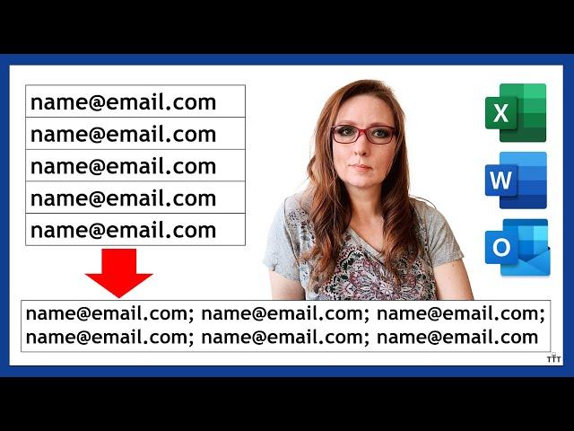 Convert Email Addresses from Microsoft Excel or Word Table to Use in Outlook | Semicolon List