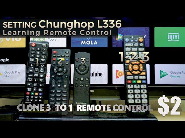 How to Setting Chunghop L336 Universal Remote Learning first time clone 3 remote in 1