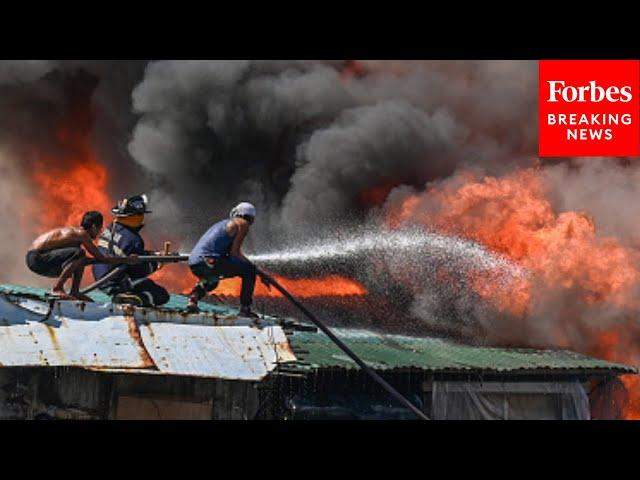 Huge Fire Breaks Out In Residential Area In Isla Puting Bato In Manila, Philippines