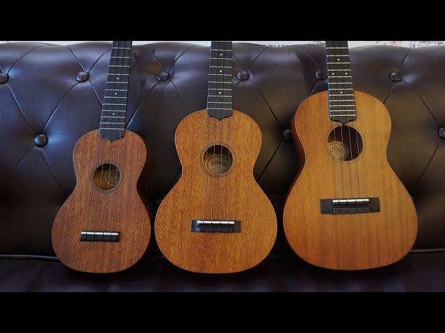 'Iconic' Soprano, Concert & Tenor Mahogany Ukuleles by Kiwaya - Which size is best?