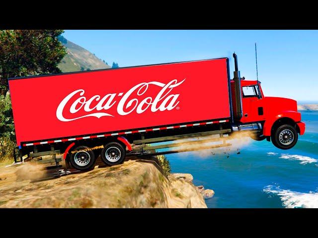 Trucks Jumping Into Water #4 - GTA 5 Which Car Can Jump Longest