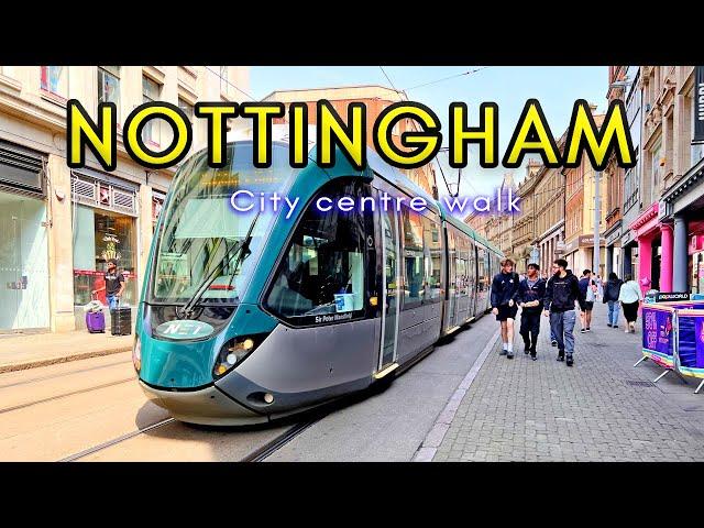 NOTTINGHAM, UK - City Centre Walking Tour - 4K