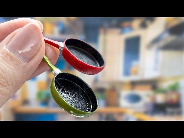 DIY miniature frying pan | polymer clay pan tutorial | ミニチュアフライパン作り| Dollhouse miniature